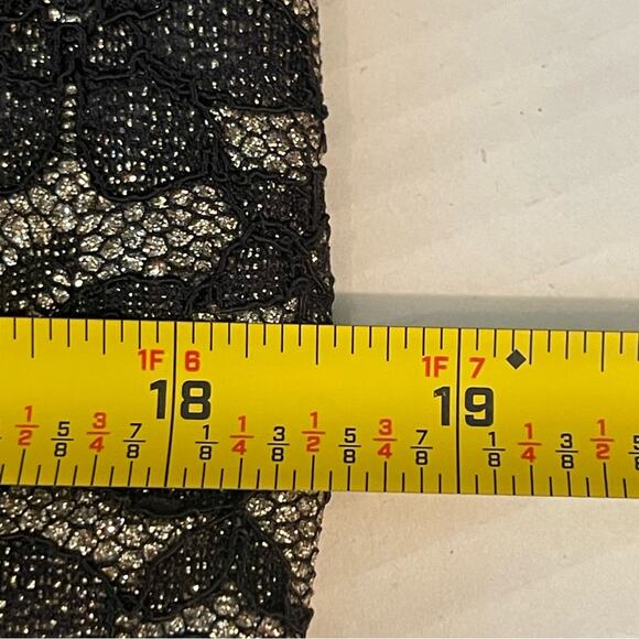 Eliza J Sheer Metallic Black Gold Lace Glam Party Event Dress NWOT Size 8 - Picture 13 of 14